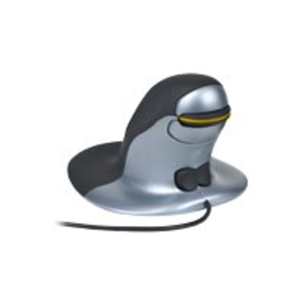 Posturite Penguin Wireless Ambidextrous Vertical Laser Mouse, Silver/Graphite
