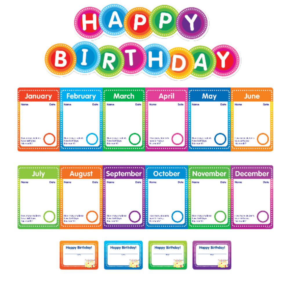 Color Your Classroom Birthdays Mini Bulletin Board Set, Assorted Colors