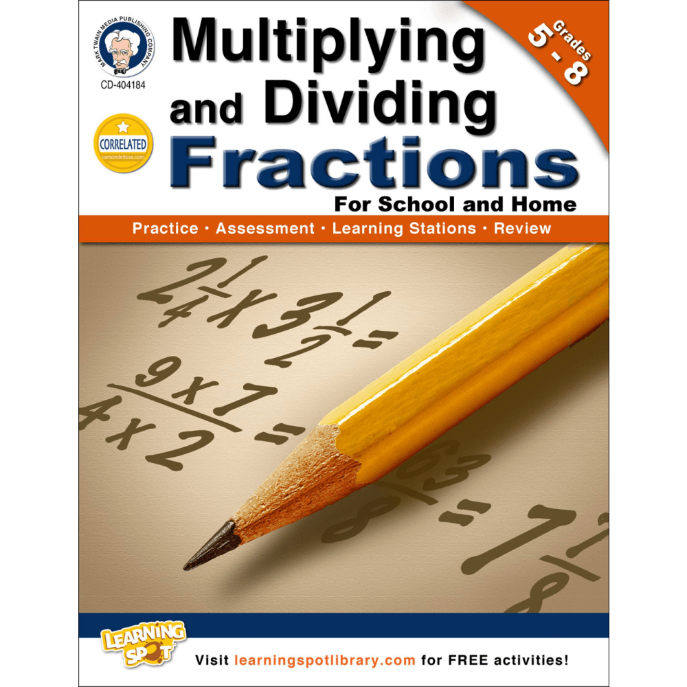Mark Twain Multiplying and Dividing Fractions Workbook, Grades 5-8