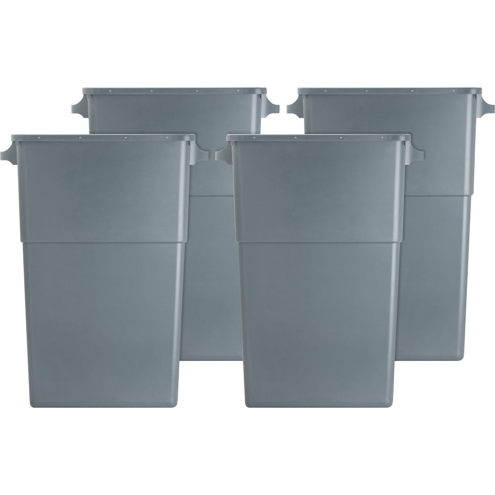 Genuine Joe 23-gallon Space-Saving Waste Container - 23 gal Capacity - Rectangular - Handle - 30in Height x 20in Width x 11in Depth - Gray - 4 / Carton
