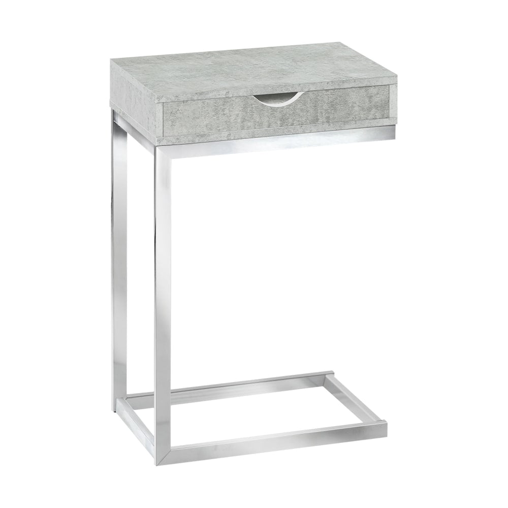Monarch Specialties Nolan Accent Table, 24-1/2inH x 15-3/4inW x 10-1/4inD, Gray Cement/Chrome