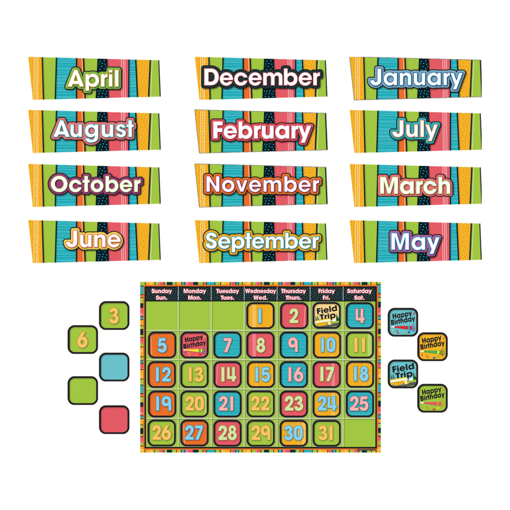 Carson-Dellosa Calendar Bulletin Board Set, Stylin Stripes, Grades Pre-K - 8