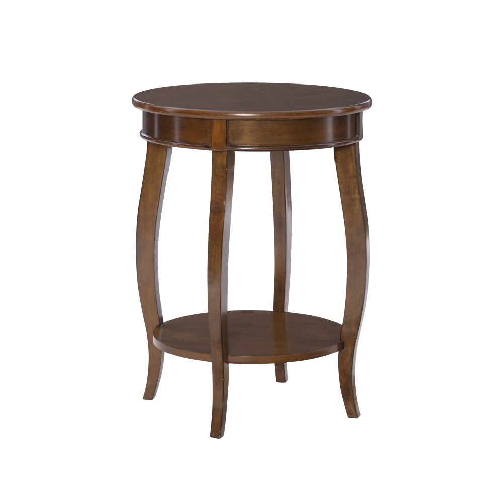 Powell Nora Round Side Table With Shelf, 24inH x 18inDia., Hazelnut