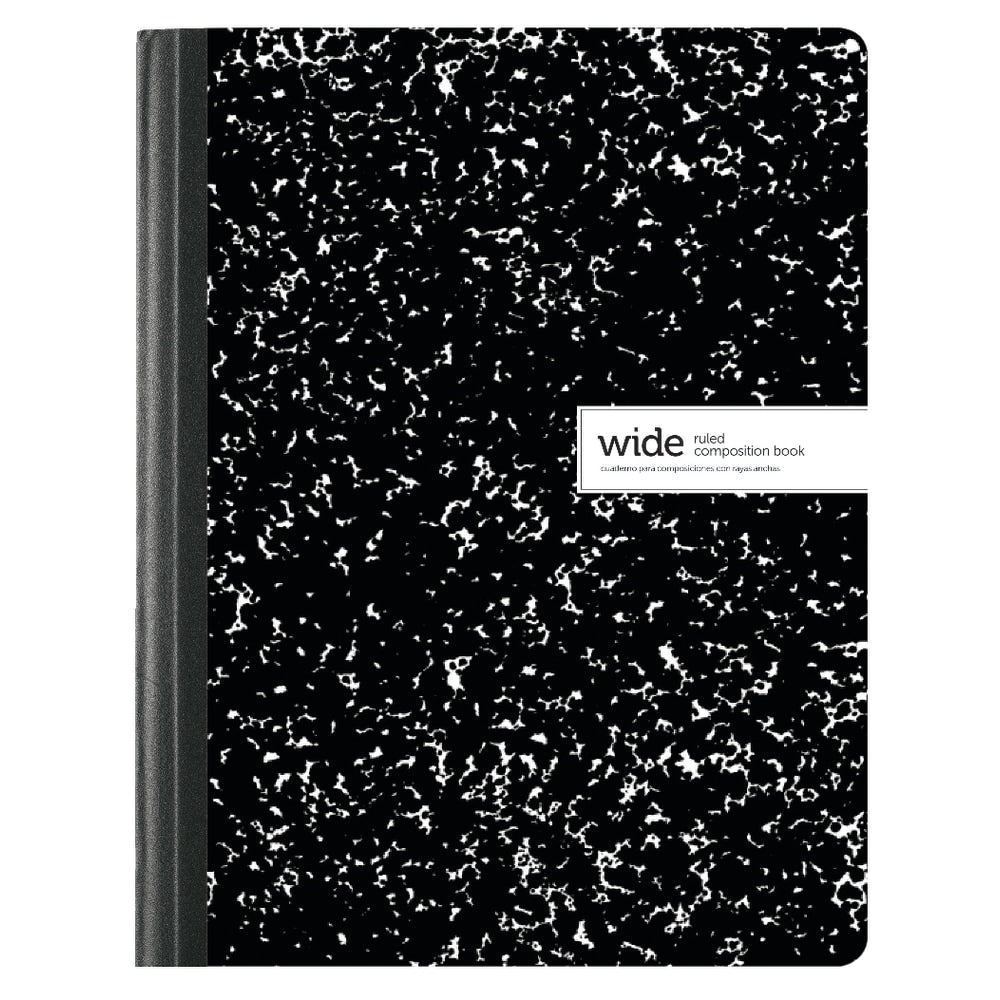 Office Depot Brand Composition Book, 7-1/2in x 9-3/4in, Wide Ruled, 100 Sheets, Black/White