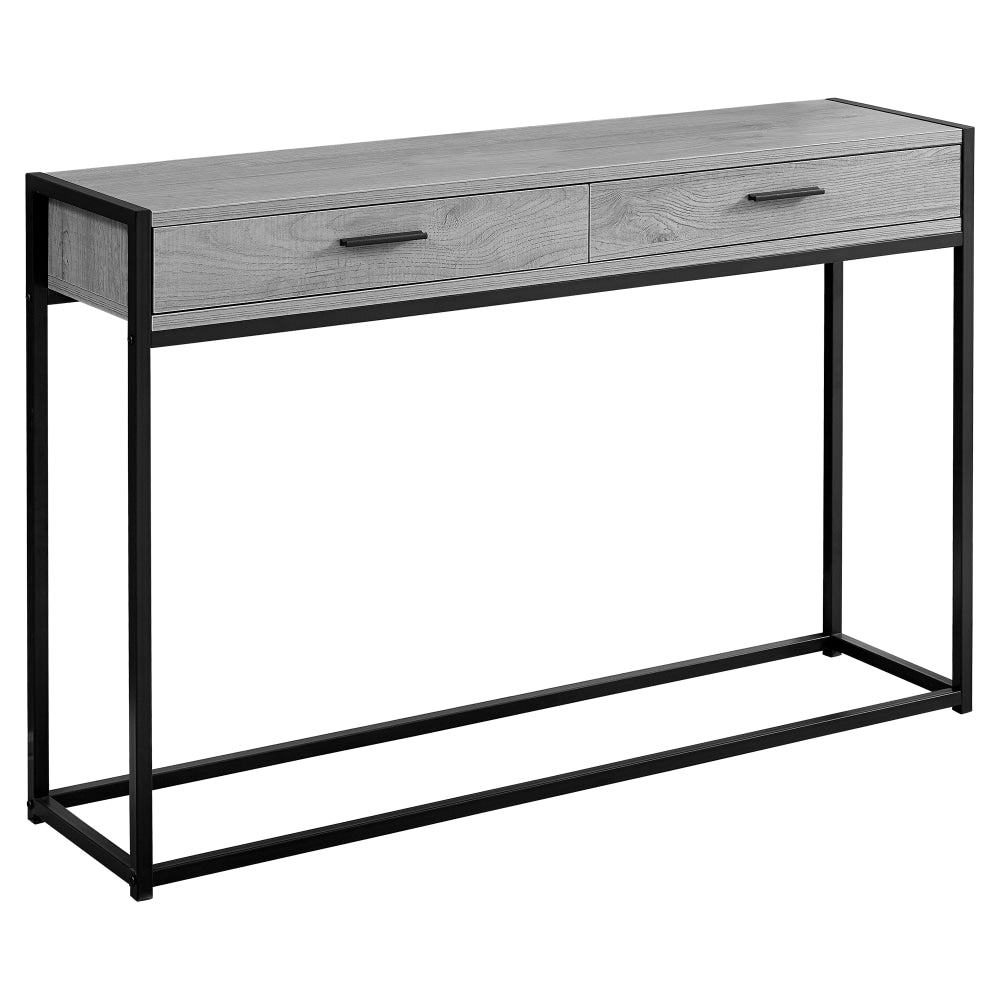 Monarch Specialties Accent Table With 2 Drawers, Rectangular, Gray/Black