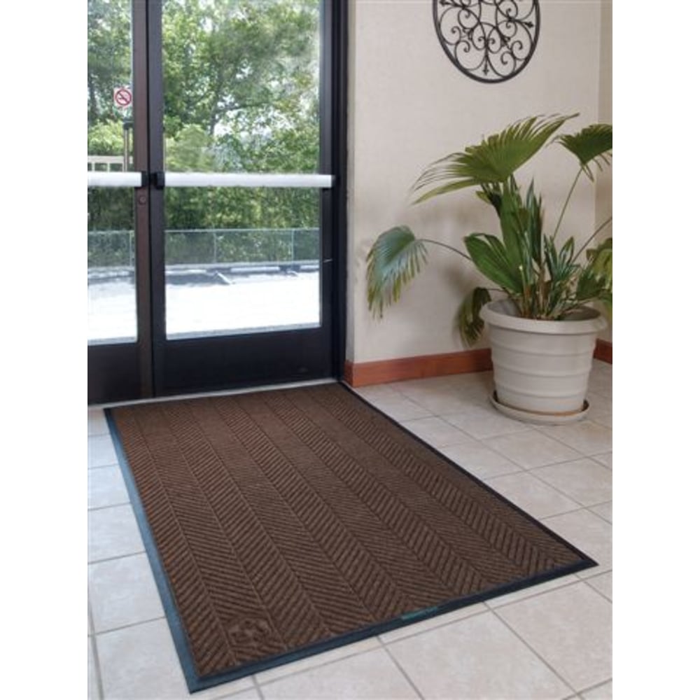M+A Matting WaterHog Floor Mat, Max Herringbone, 3ft x 10ft, Chestnut Brown