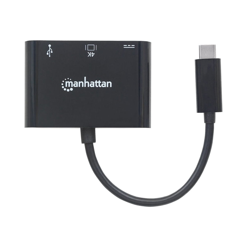 Manhattan USB-C Dock/Hub, Ports (x3): HDMI, USB-A and USB-C, 5 Gbps (USB 3.2 Gen1 aka USB 3.0), With Power Delivery (60W) to USB-C Port (Note additional USB-C wall charger and USB-C cable needed), Black, 3 Year Warranty, Blister - Docking station