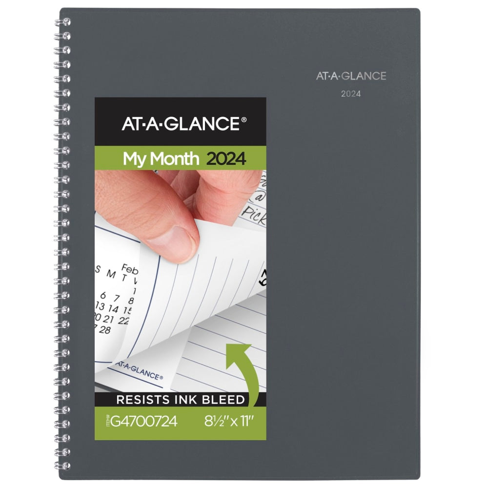 2024 AT-A-GLANCE DayMinder Monthly Planner, 8-1/2in x 11in, Gray, January To December 2024, GC47007