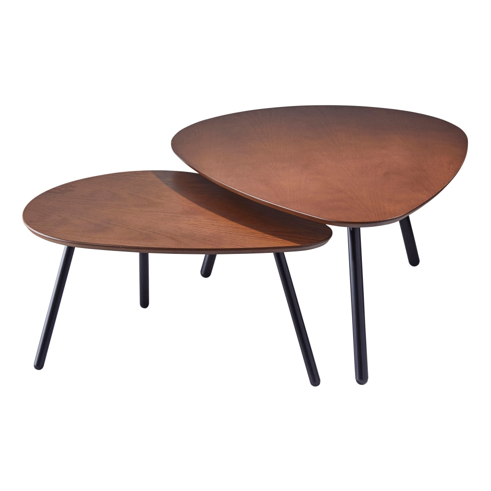Adesso Hendrix Nesting Tables, Oval, Walnut Oak/Black, Set Of 2 Tables