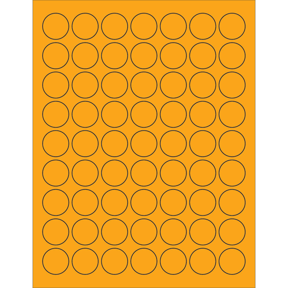 Tape Logic Labels, LL191OR, Circle, 1in, Fluorescent Orange, Case Of 6,300