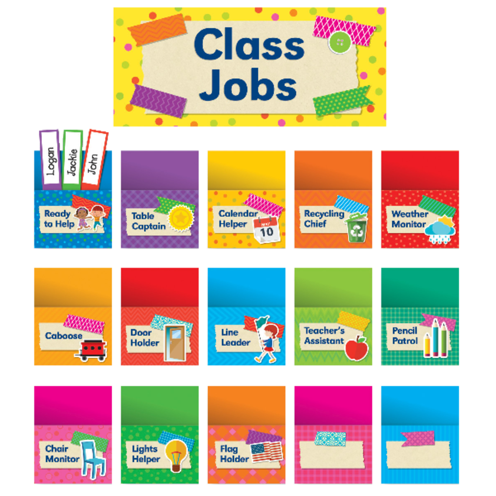 Scholastic Teachers Friend Tape It Up! Class Jobs Bulletin Board Set, Pre-K To Grade 6