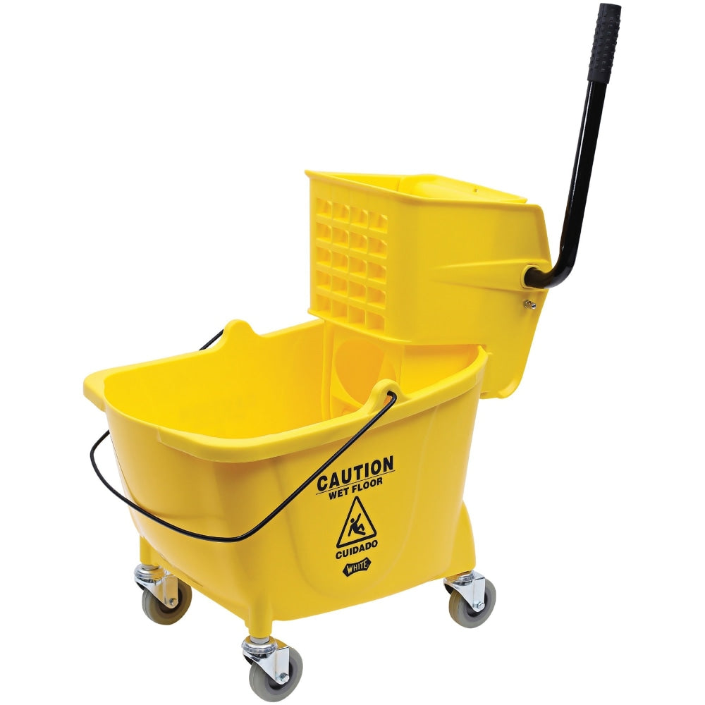 Genuine Joe 35-quart Side Press Mop Bucket & Wringer Combo - 8.75 gal - Caster - 21in x 16in x 14in - Yellow - 18 / Pallet