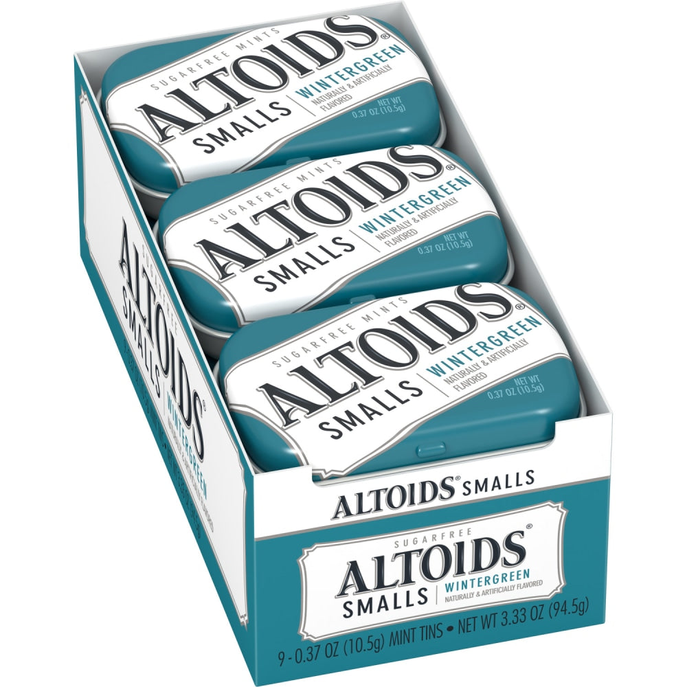 Altoids Curiously Strong Mints, Sugar-Free Wintergreen, 0.33 Oz, Pack Of 9 Tins