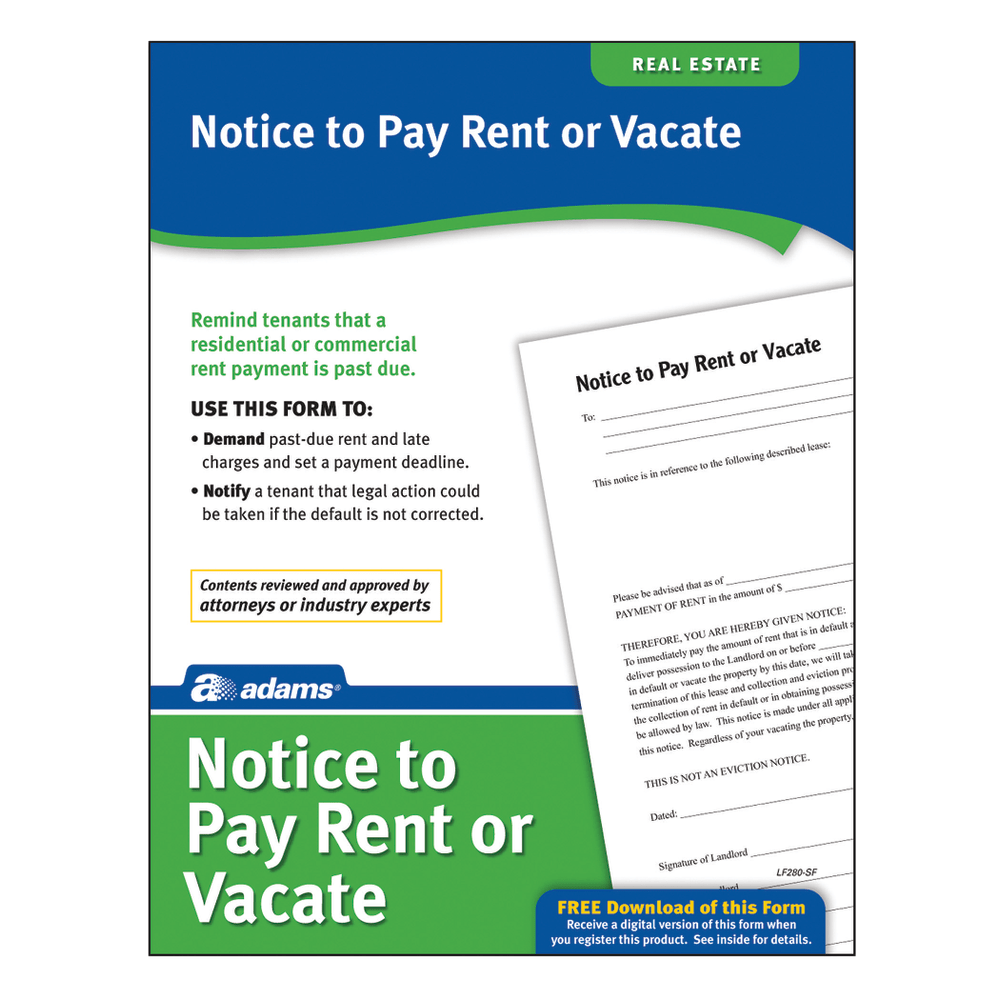 Adams Notice To Pay Rent Or Quit