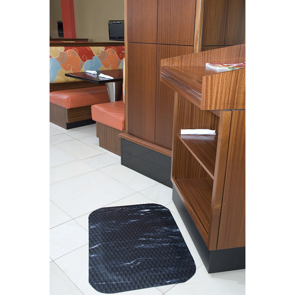 M+A Matting Hog Heaven Marble Top Floor Mat, 5/8in Thick, 3ft x 5ft, Midnight Swirl