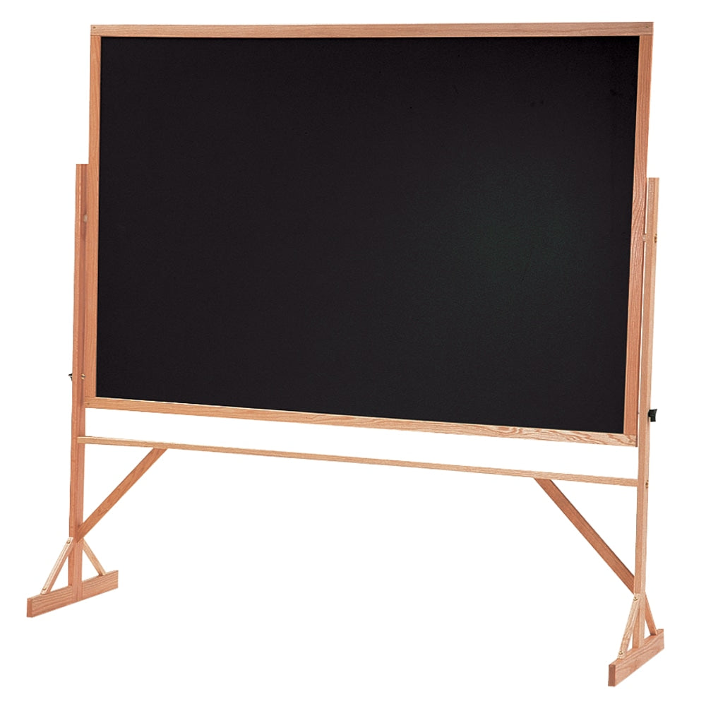 Quartet Reversible Easel Black Chalkboard, 48in x 72in, Oak Hardwood Frame