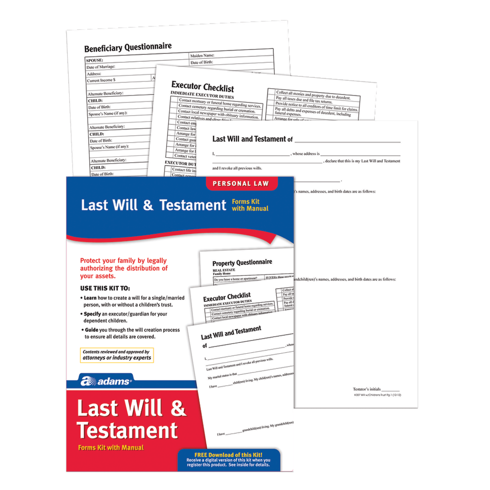 Adams Last Will & Testament Kit