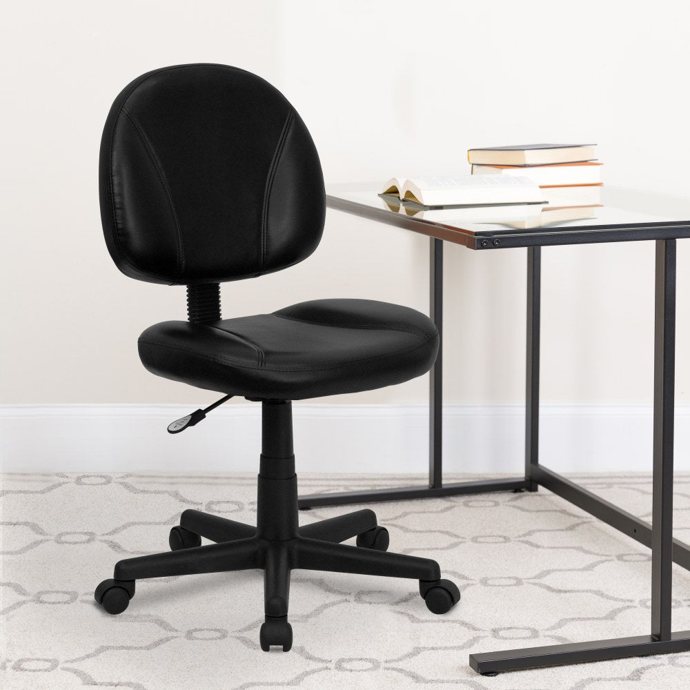 Flash Furniture LeatherSoft Faux Leather Mid-Back Ergonomic Swivel Chair, Black