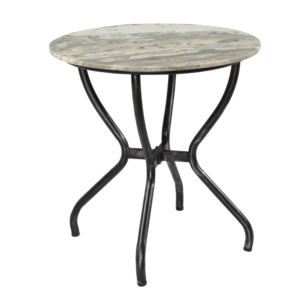 Coast to Coast Olsen Marble Top Accent Table, 24inH x 24inW x 24inD, Madeline Antique Silver Rub