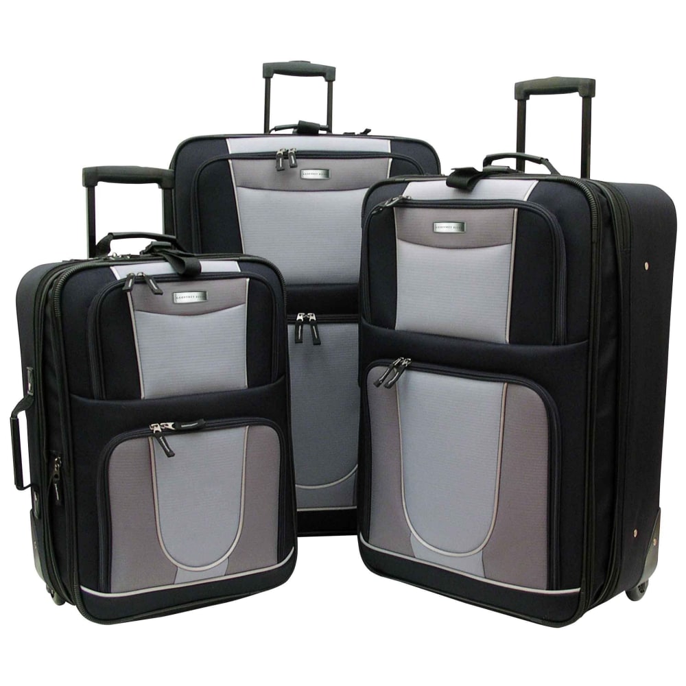 Overland Geoffrey Beene Carnegie 3-Piece Luggage Set, Black/Gray