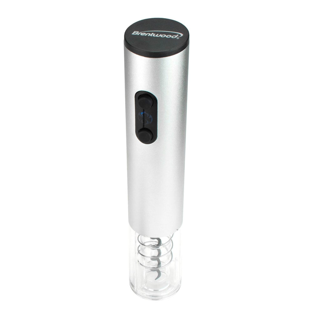 Brentwood Portable Electric Wine Bottle Opener, 10in, Silver