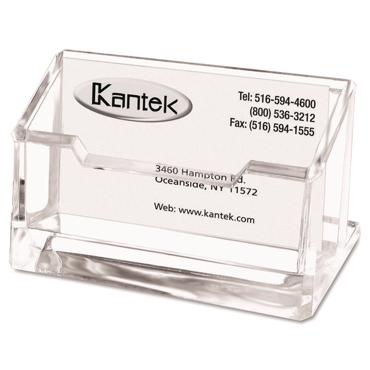 Acrylic Business Card Holder, Holds 80 Cards, 4.1 x 1.9 x 2.1, Clear