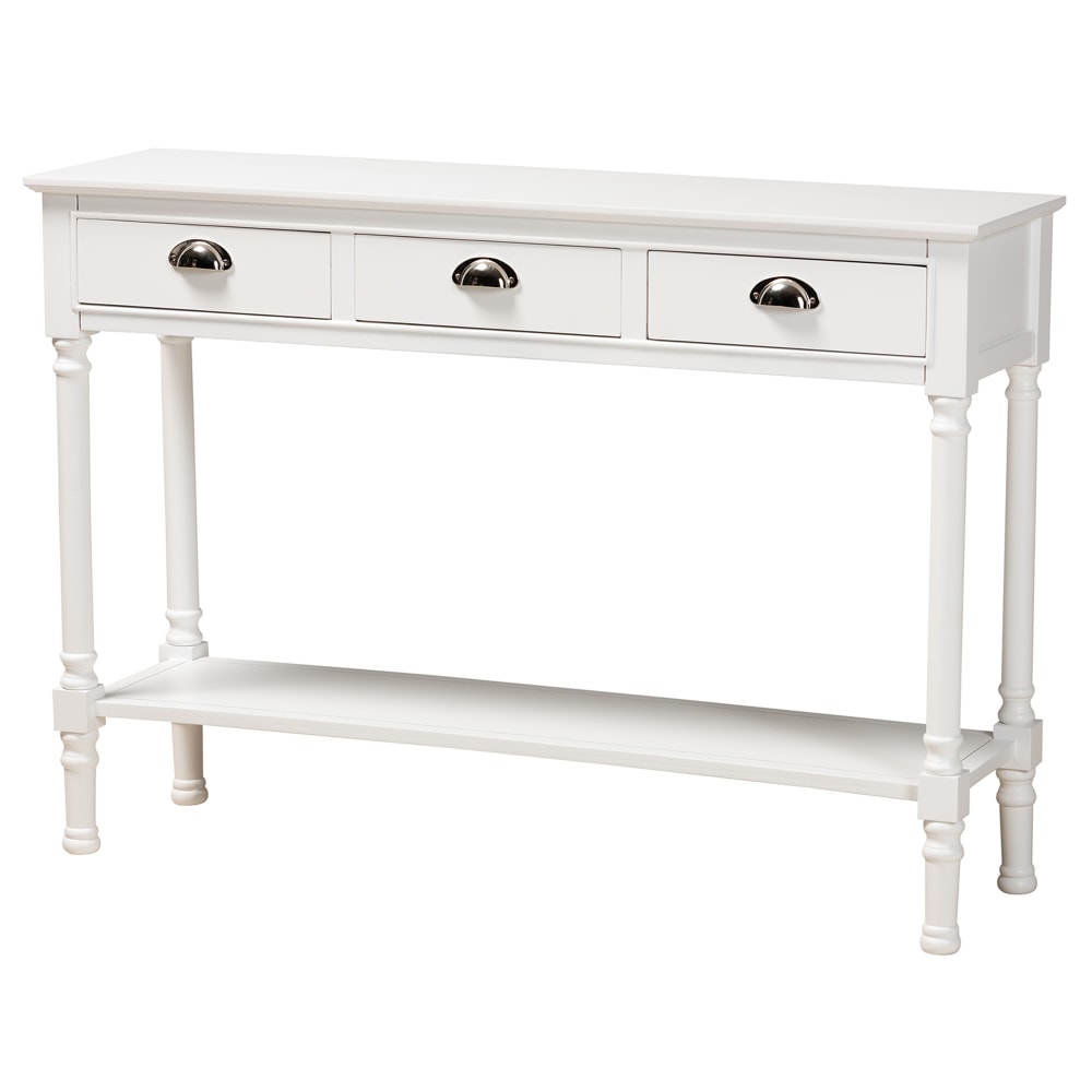 Baxton Studio French Provincial 3-Drawer Entryway Console Table, 31-15/16inH x 45-5/16inW x 13inD, White