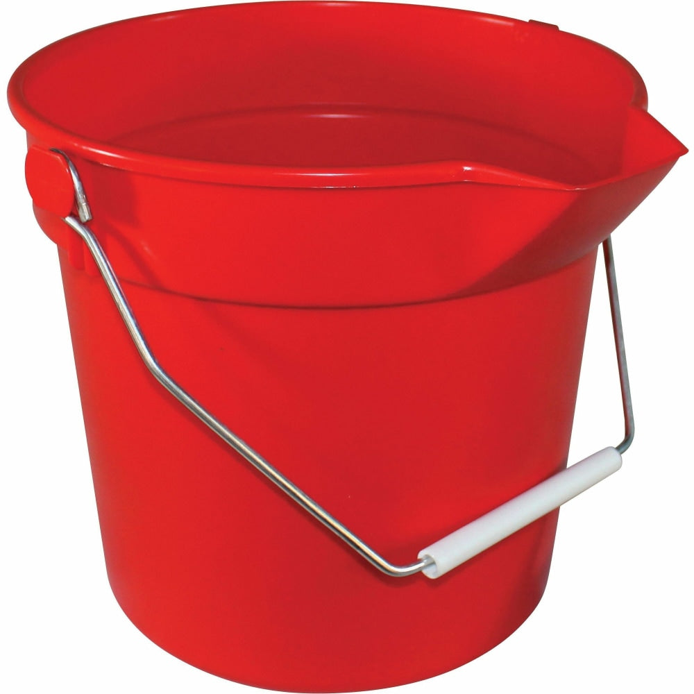 Impact 10-quart Deluxe Bucket - 2.50 gal - Handle, Spill Resistant, Embossed, Acid Resistant, Alkali Resistant, Chemical Resistant, Heavy Duty, Rugged - 10.2in x 11.1in - Polypropylene - Red - 1 Each
