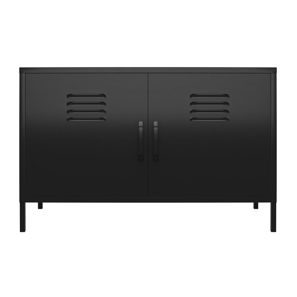 Ameriwood Home Mission District 2-Door Metal Locker Accent Cabinet, 25-1/4inH x 39-3/8inW x 15-3/4inD, Black