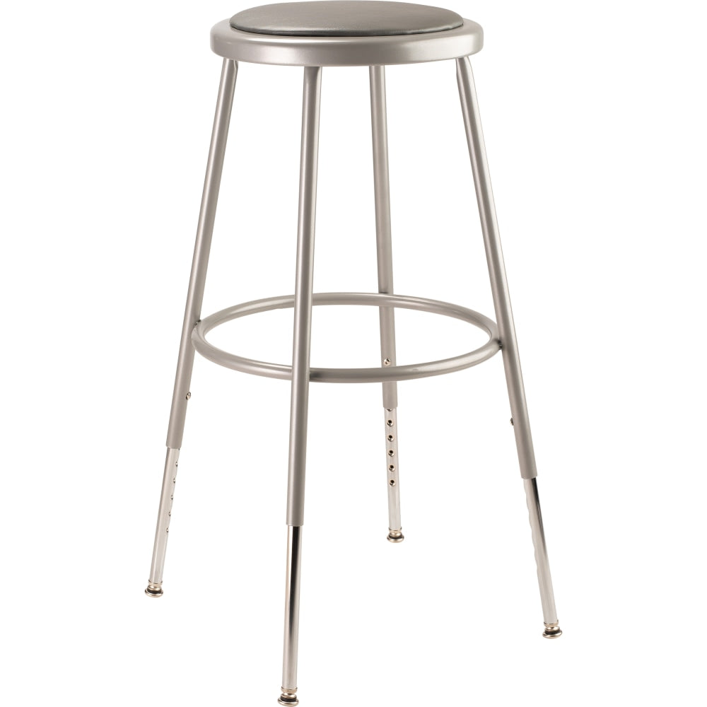 National Public Seating Adjustable Vinyl-Padded Task Stool, 25in - 32 1/2inH, Gray