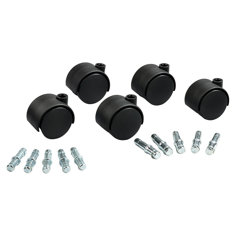 Master Caster Duet Casters, 2in Diameter, B/K Stems, Soft Wheels, Black