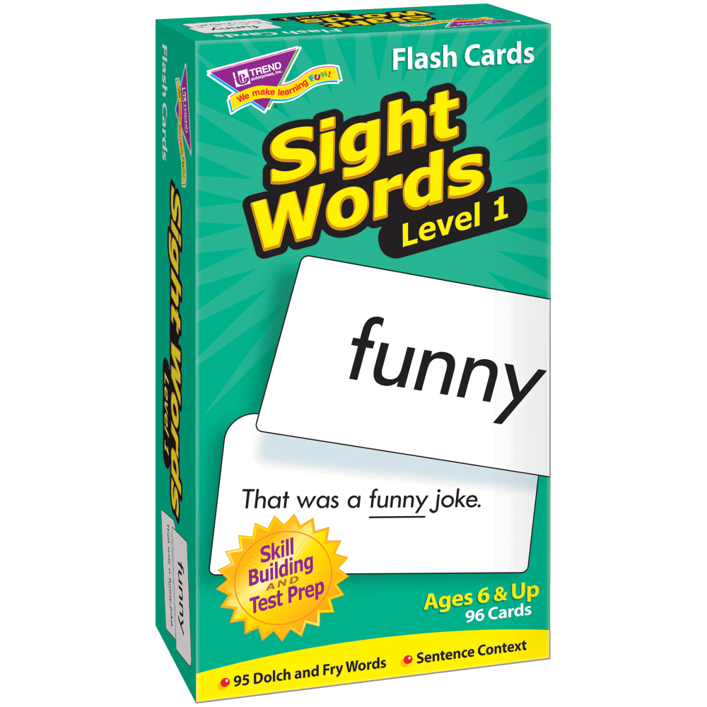 TREND Sight Words Skill Drill Flash Cards, Level 1, 6in x 3in, Pack Of 96