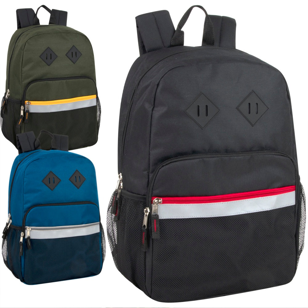 Trailmaker Safety Reflective Backpacks, Black/Blue/Green, Set Of 24 Backpacks