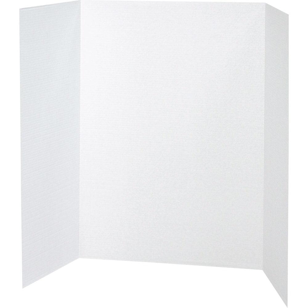 Pacon 80% Recycled Single-Walled Tri-Fold Presentation Boards, 48in x 36in, White, Carton Of 24