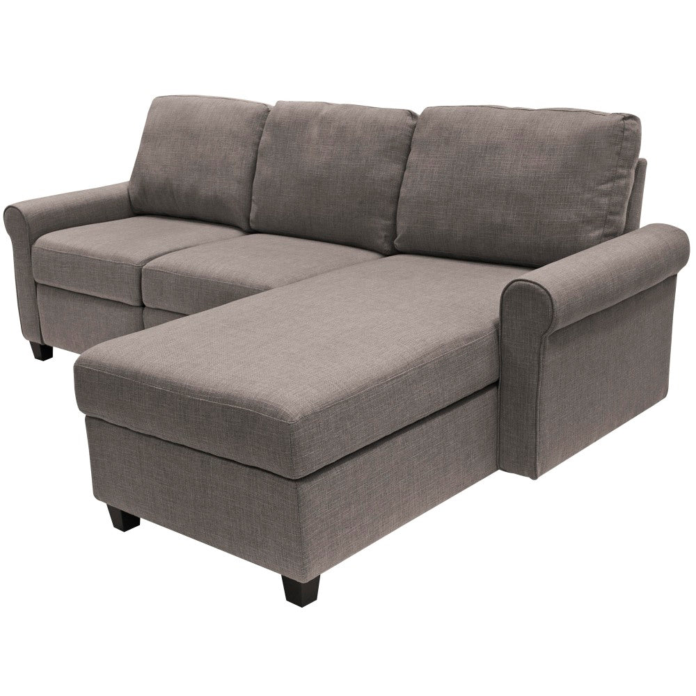 Serta Copenhagen Reclining Sectional With Storage Chaise, Right, Gray/Espresso