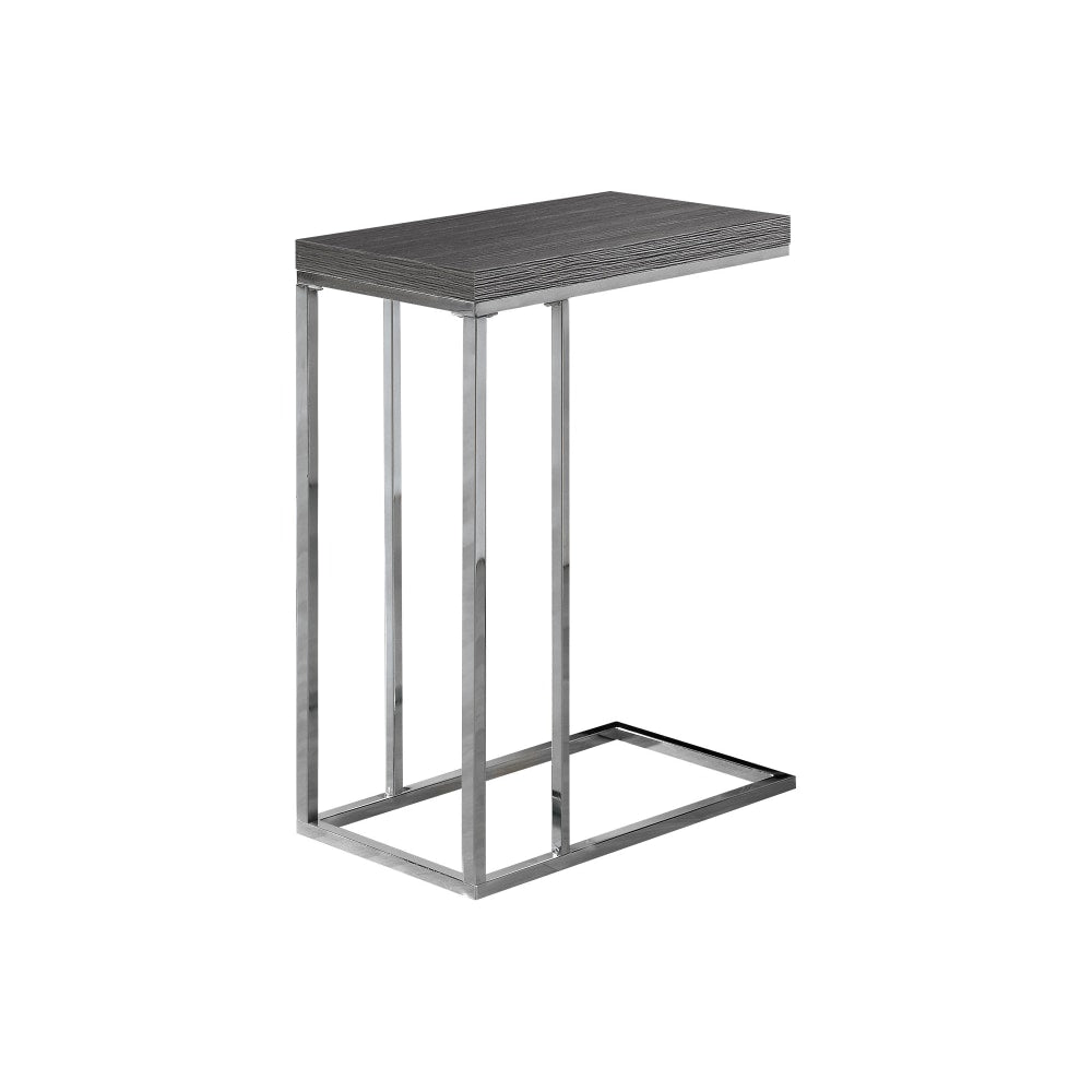 Monarch Specialties Zachary Accent Table, 25-1/4inH x 10-1/4inW x 18-1/4inD, Gray/Chrome