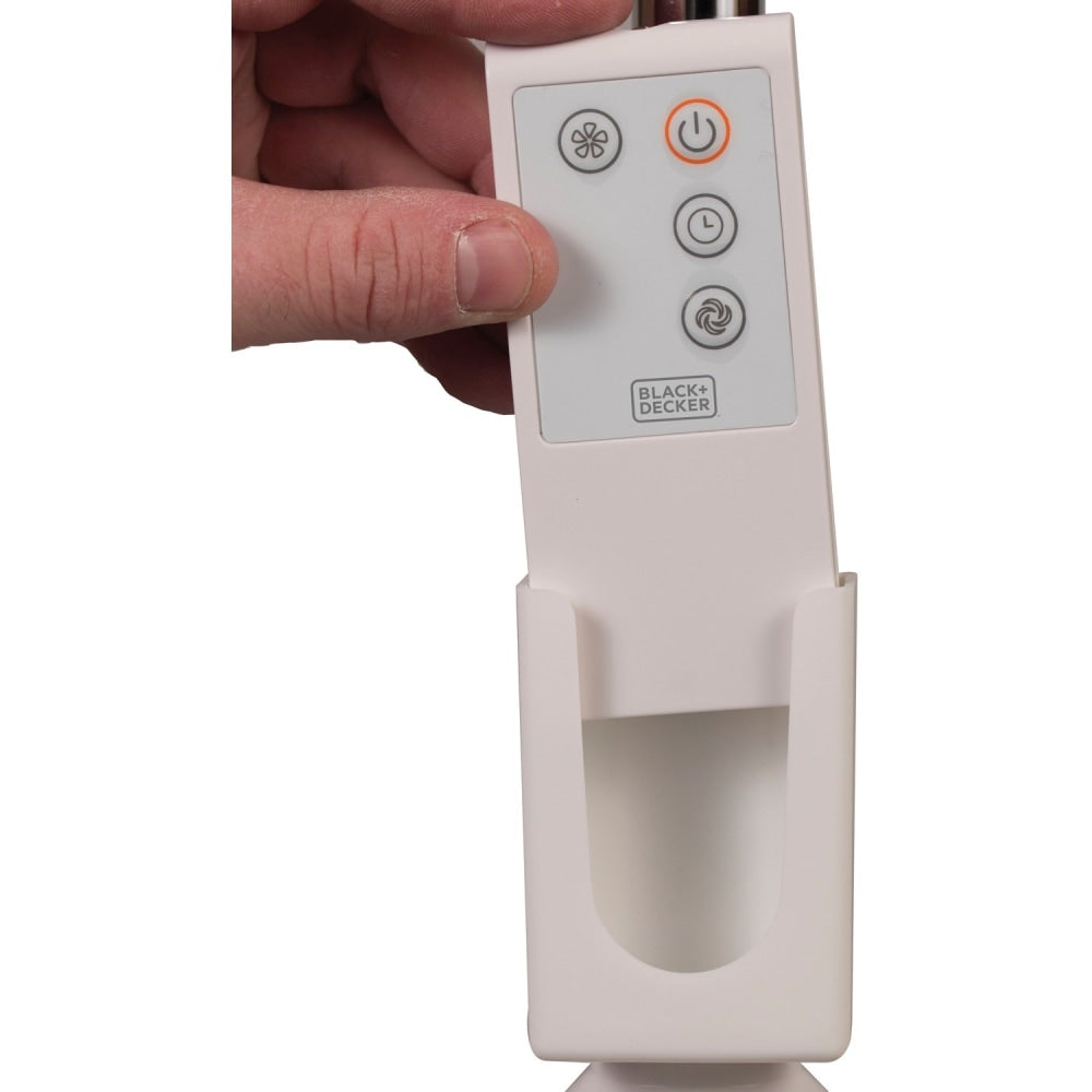 Black+Decker 18 In. Stand Fan with Remote, White - 18in Diameter - 3 Speed - Durable, Adjustable Height, Tilt Angle, Oscillating, Timer-off Function - 57.1in Height x 20.1in Width x 16.9in Depth - White