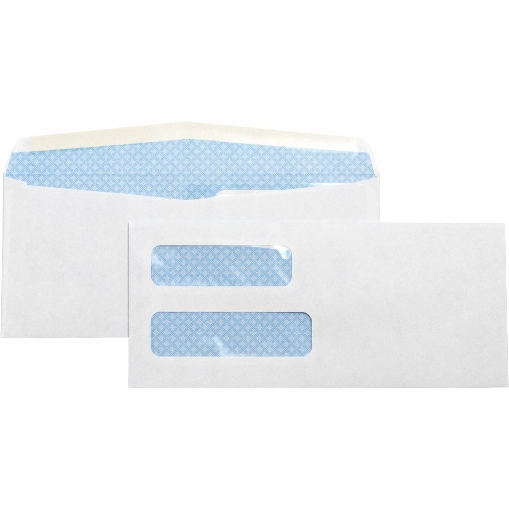 Business Source No. 10 Double-Window Invoice Envelopes - Double Window - #10 - 9 1/2in Width x 4 1/8in Length - 24 lb - Gummed - Wove - 500 / Box - White