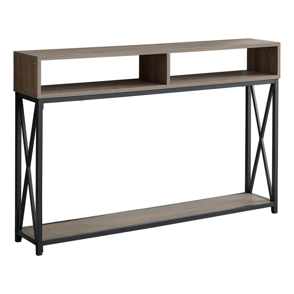 Monarch Specialties Paola Console Accent Table, 30-1/2inH x 47-1/4inW x 9inD, Taupe/Black