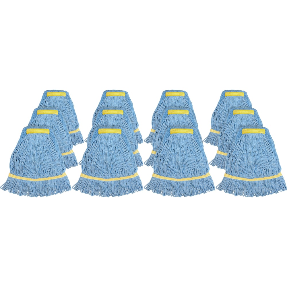 Genuine Joe Synthetic Blend Small Mophead - Rayon, Cotton - Blue - 12 / Carton