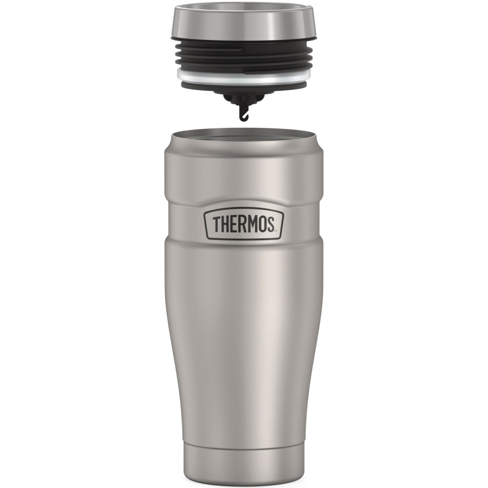 Thermos Stainless King Tumbler 16Oz - Coffee - Dishwasher Safe - Matte Stainless Steel, Silver - Stainless Steel Body