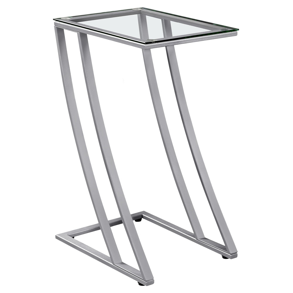 Monarch Specialties Tasha Accent Table, 24inH x 12inW x 15-3/4inD, Silver