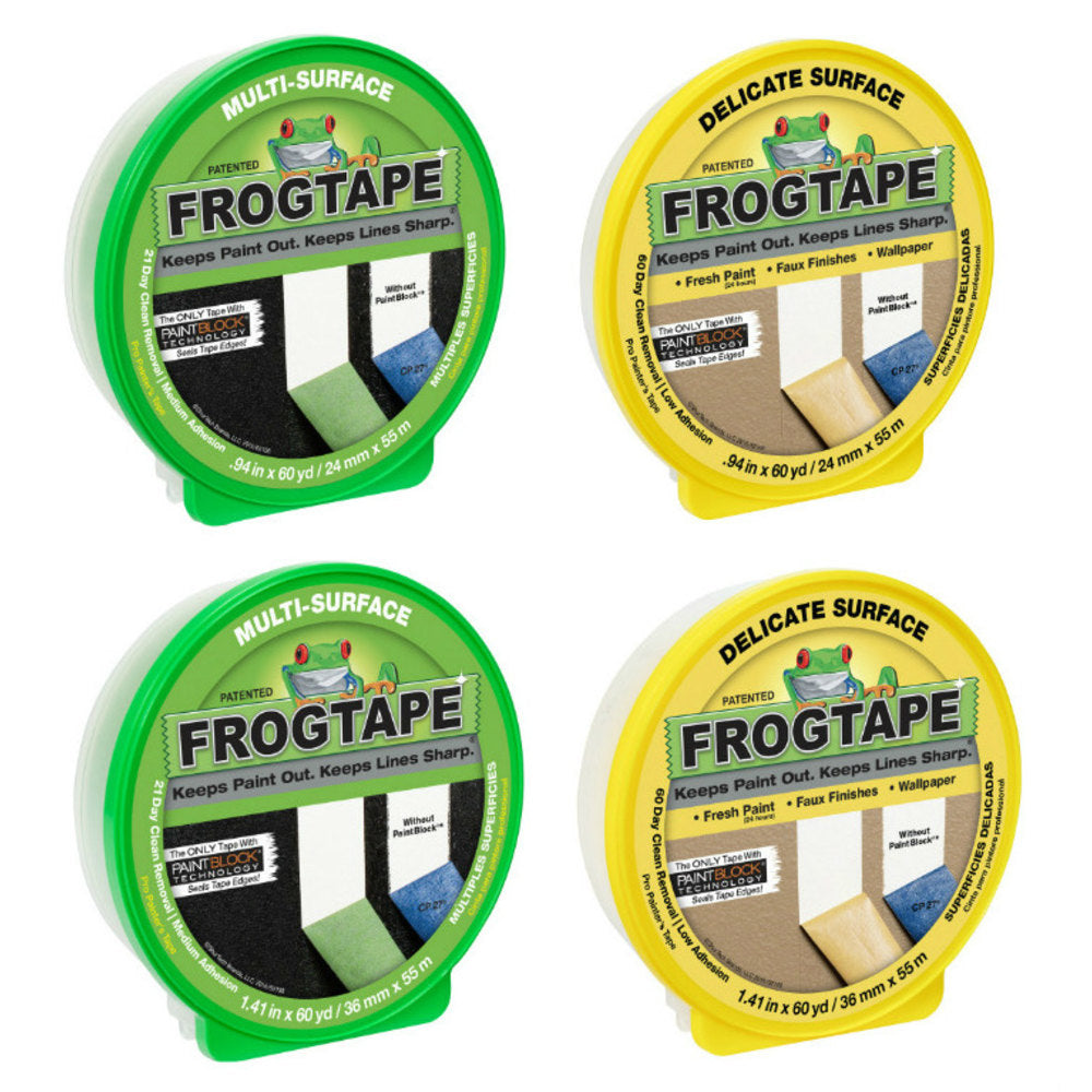 Duck Brand FrogTape Multi-Surface And Delicate Surface Painters Tape Rolls, Pack Of 4 Rolls