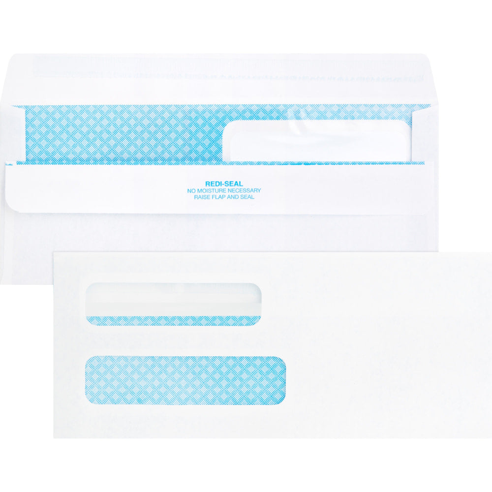 Business Source Double Window No. 8-5/8 Check Envelopes - Double Window - #8 5/8 - 8 5/8in Width x 3 5/8in Length - 24 lb - Self-sealing - 500 / Box - White