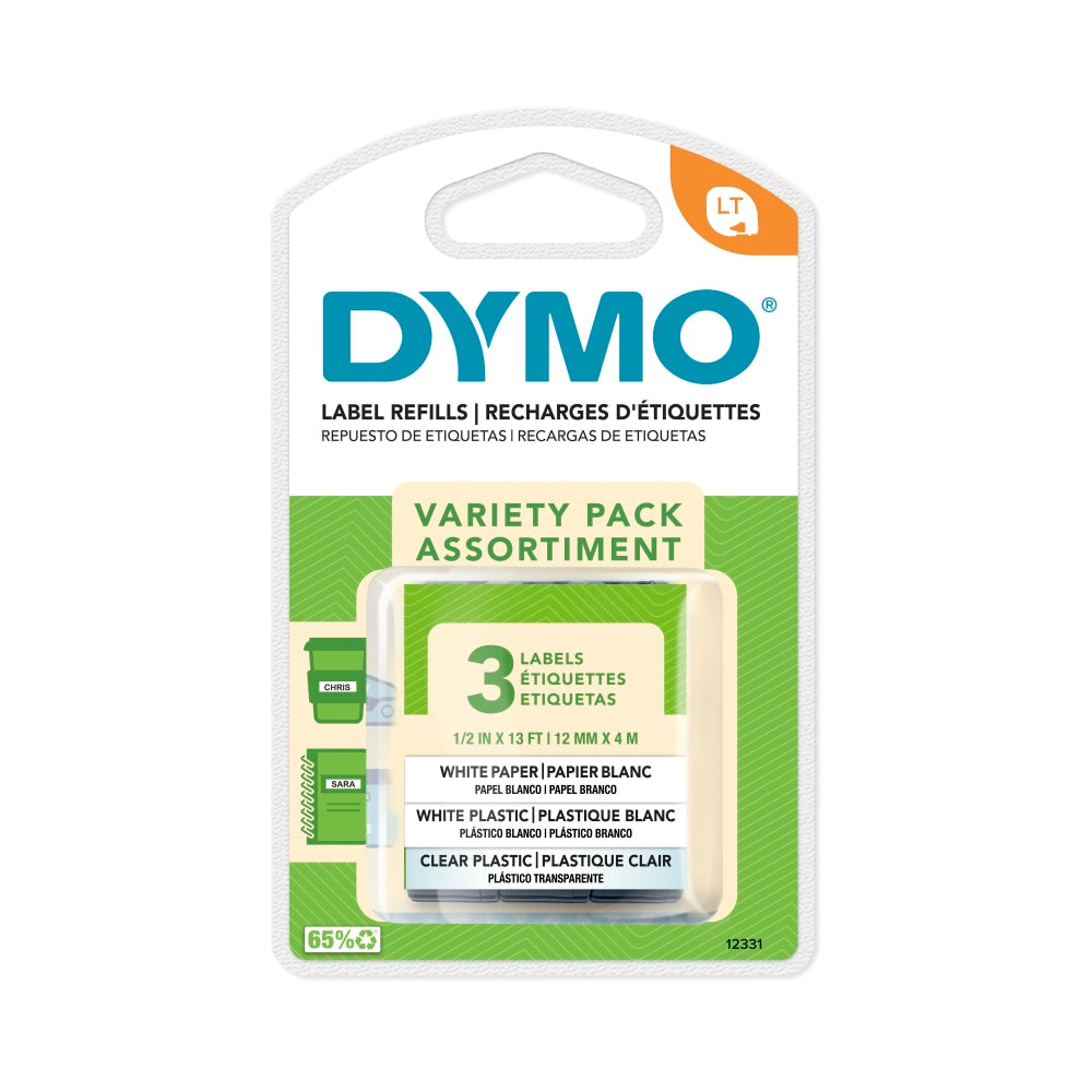 DYMO LT 12331 Variety Tapes, 0.5in x 13ft, Pack Of 3