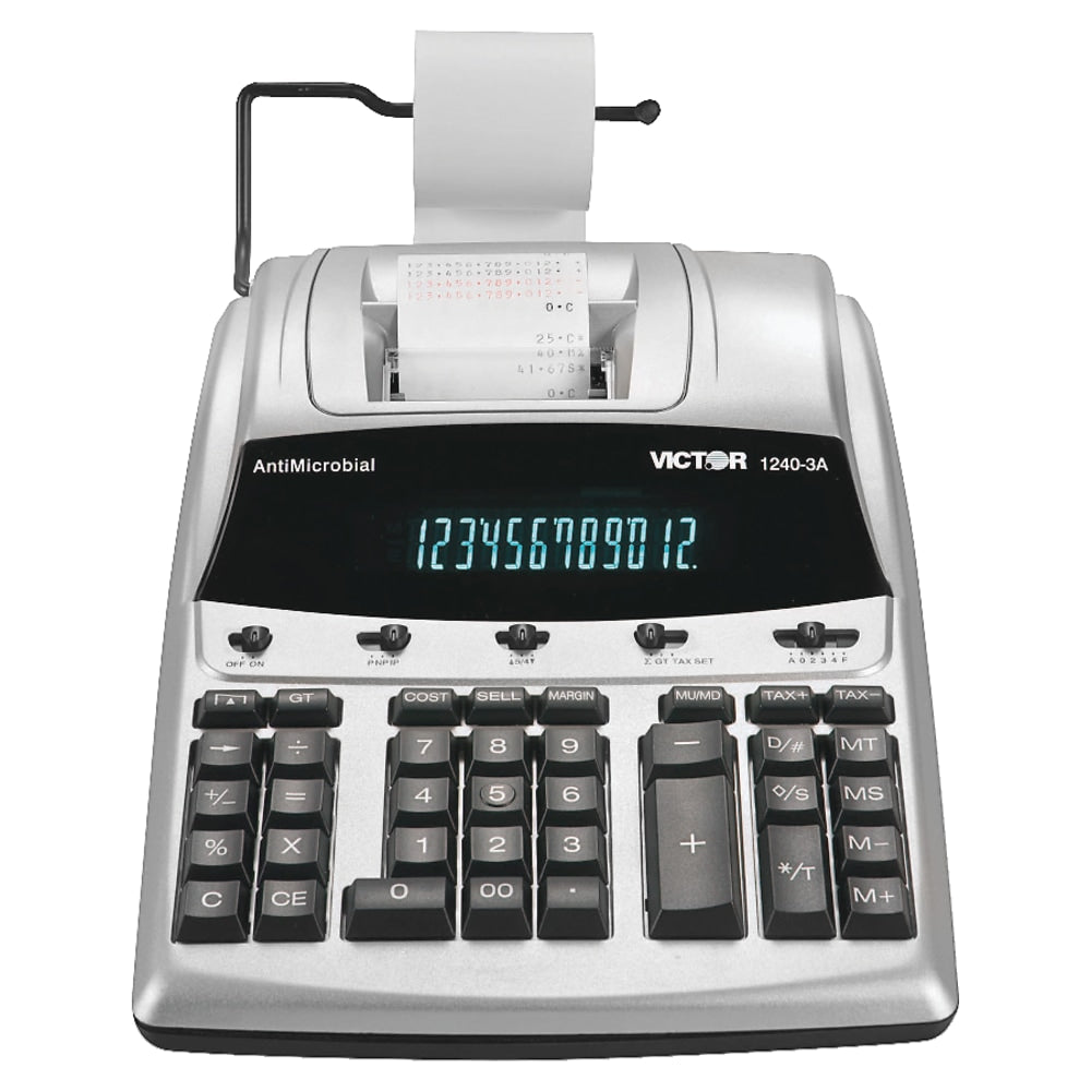 Victor 1240-3A 12-Digit Heavy-Duty Commercial Printing Calculator With Antimicrobial Protection