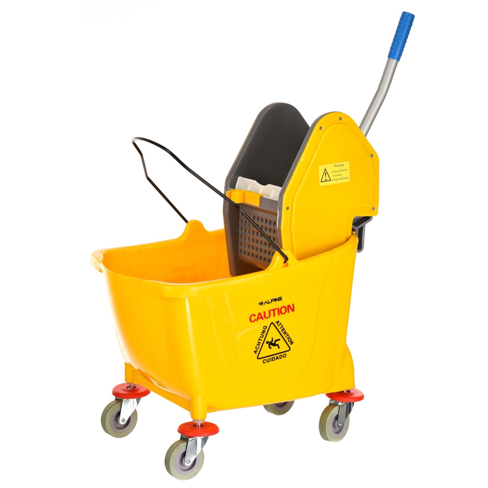 Alpine Mop Bucket With Down-Press Wringer, 36 Qt, 35inH x 15inW x 25inD, Yellow