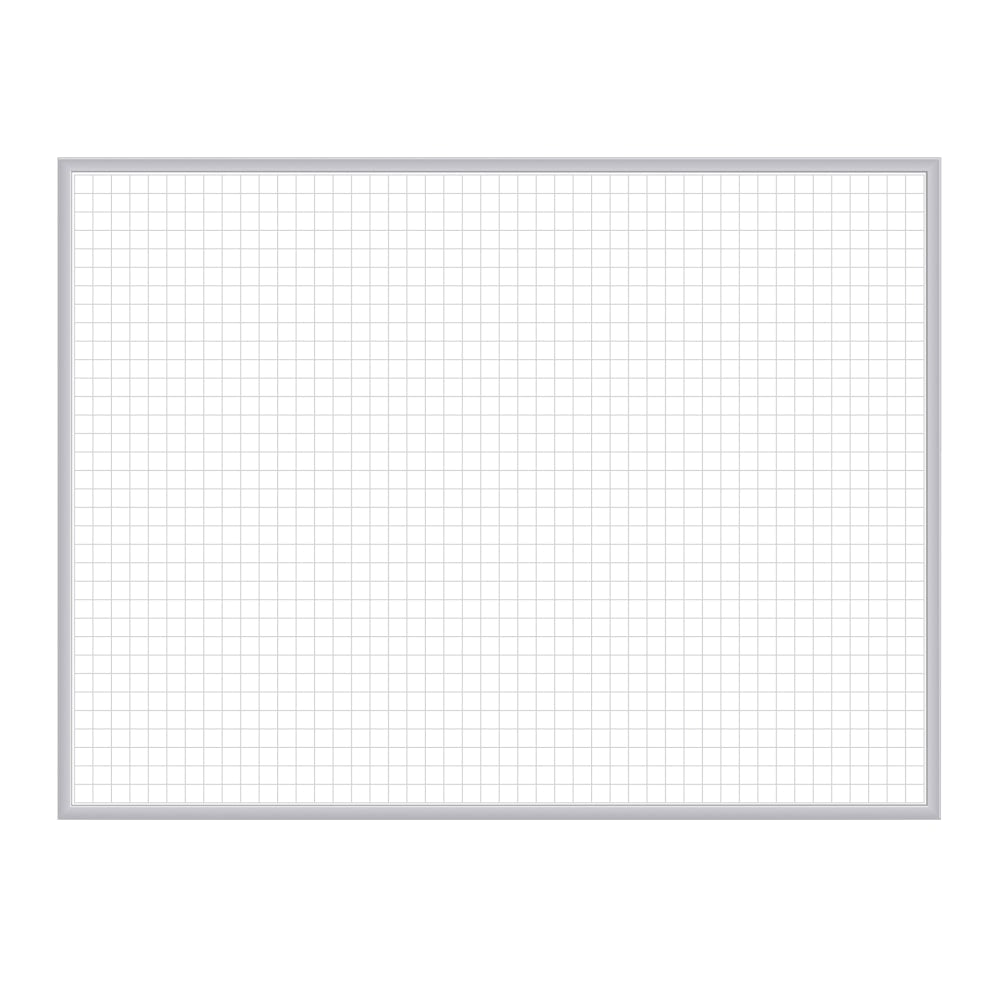 Ghent Grid 1in x 1in Magnetic Dry-Erase Whiteboard, 24in x 36in, Aluminum Frame With Satin Silver Finish