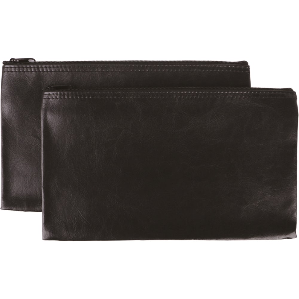 Business Source Carrying Case (Wallet) Money, Receipt, Office Supplies, Check - Black - Polyvinyl Chloride (PVC) Body - 6in Height x 11in Width - 2 Pack