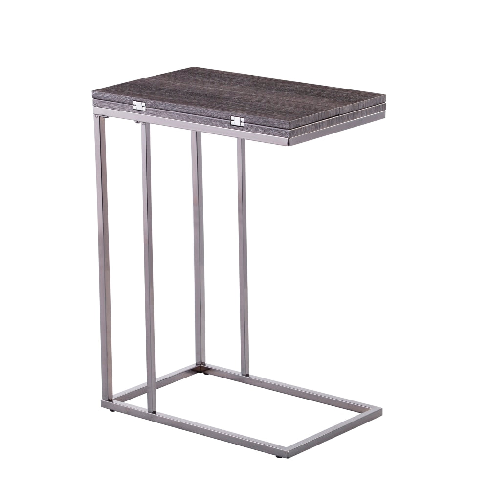 SEI Clarkdom Expandable C-Table, 25inH x 12inW x 18-1/4inD, Gray/Black